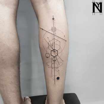 Abstract geometry on the right calf