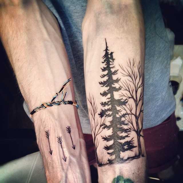 Arrows and pine tree tattoos 
