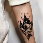 Beautiful black scenery tattoo by Sasha Kiseleva
