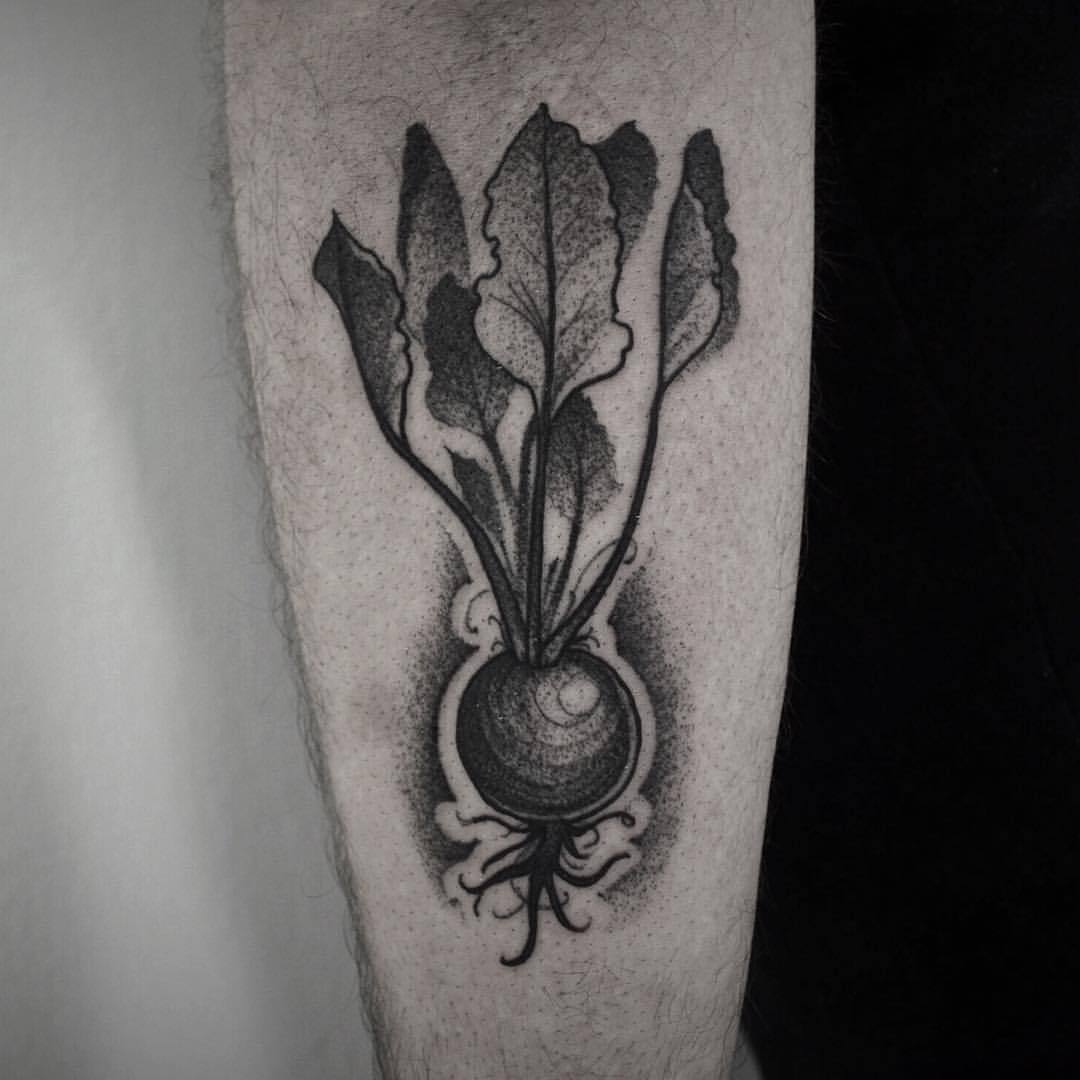 Black and grey beet tattoo