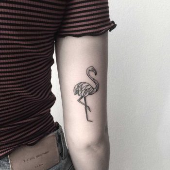 Black and grey flamingo tattoo