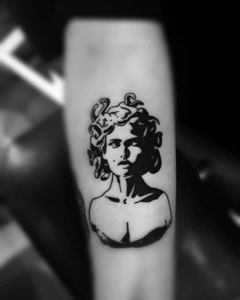 Black and white Medusa tattoo