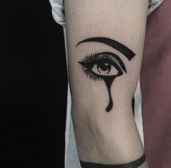 Blackwork crying eye tattoo