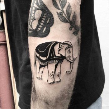 Blackwork elephant tattoo