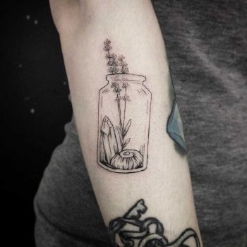 Bottle of curiosity tattoo by E.K.EK.Tattoos