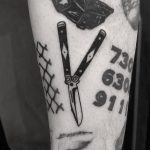 Buttefly knife tattoo done at BK Ink Studio