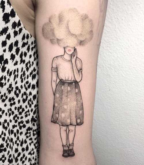 Cloudy girl tattoo by Anna Neudecker