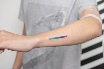 Colorful gradient line tattoo by Nano Ponto A Ponto