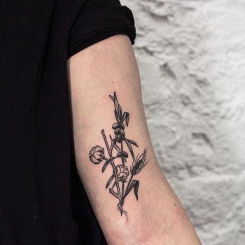 Cotton wheat and sea buckthorn tattoo