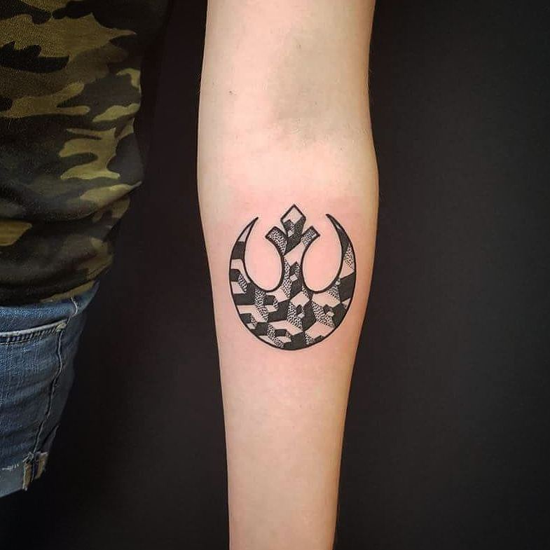 Cubist Rebel Alliance symbol tattoo