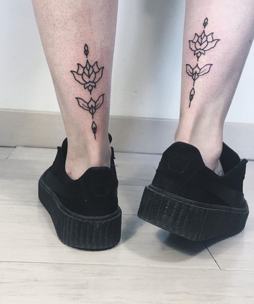 Custom Lotus flowers on both calves