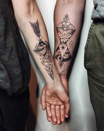 Custom matching tattoos for a couple