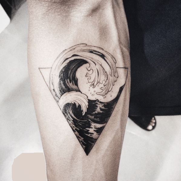 Dot-work ocean wave tattoo by Doy