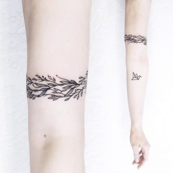 Floral bracelet on the forearm