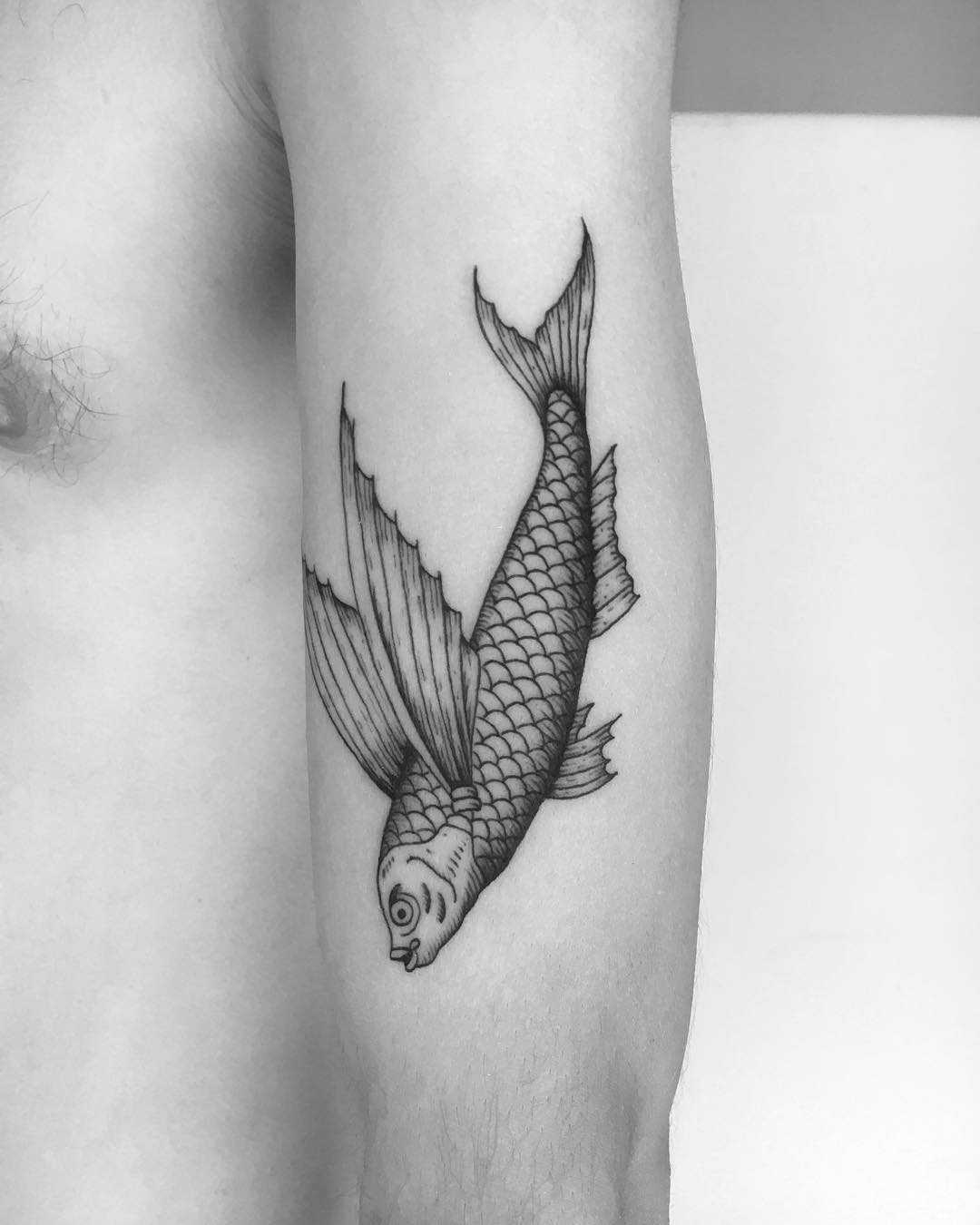 Flying fish tattoo