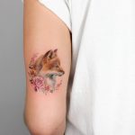 Fox and flowers by Iris Tattoo