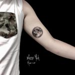 Full moon tattoo done by Nerdy Match Marco
