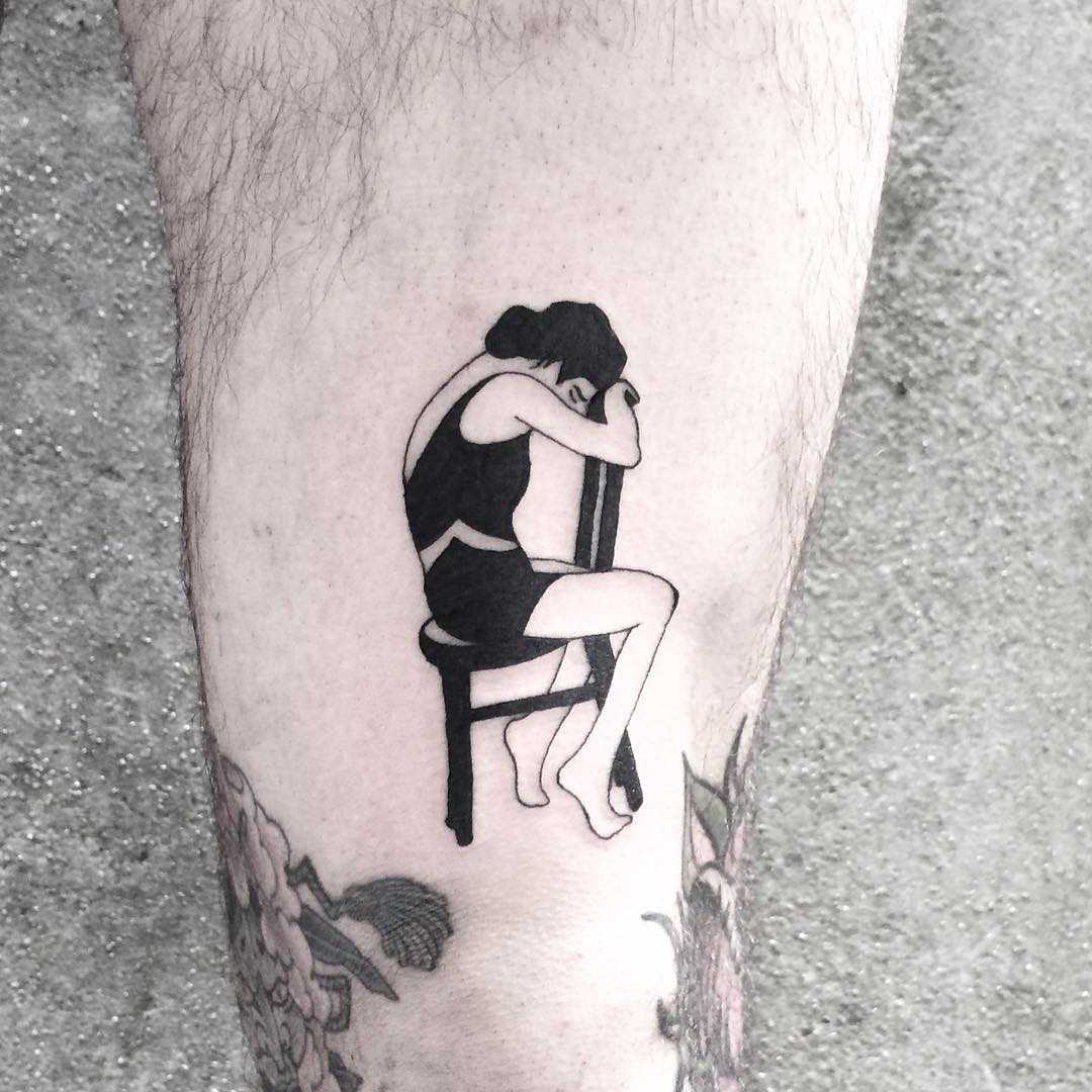 Girl on a chair tattoo