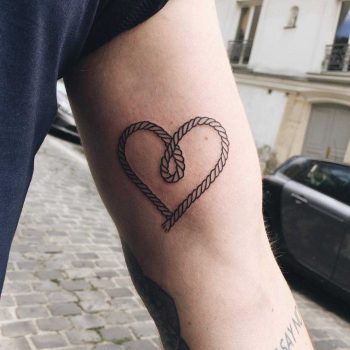 Heart-shaped rope tattoo