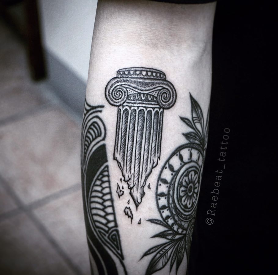 Ionic column tattoo