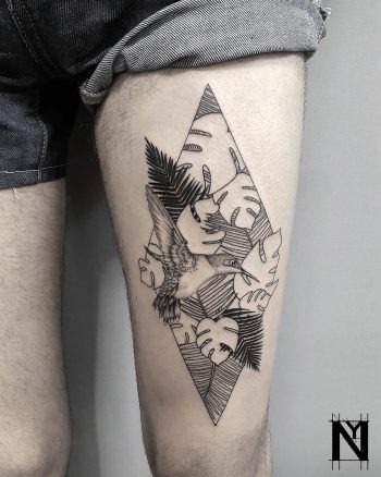 Jungle greenery tattoo by Shay Y