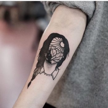 Landscape face tattoo by Jonas Ribeiro