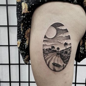 Landscape tattoo by Ben Doukakis