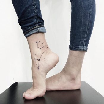 Leo constellation tattoo on the ankle