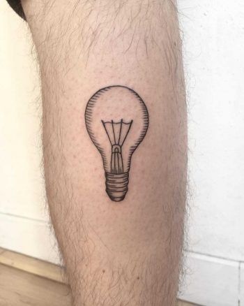 Light bulb tattoo on the calf