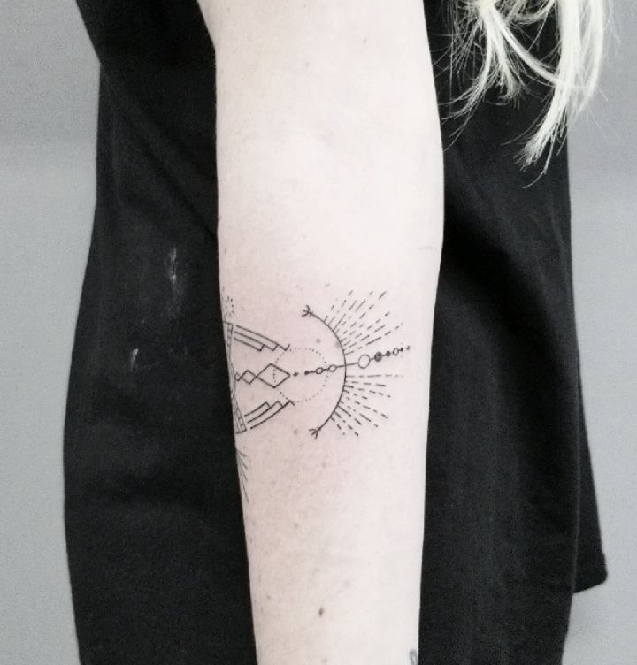 Minimalist bow and arrow tattoo