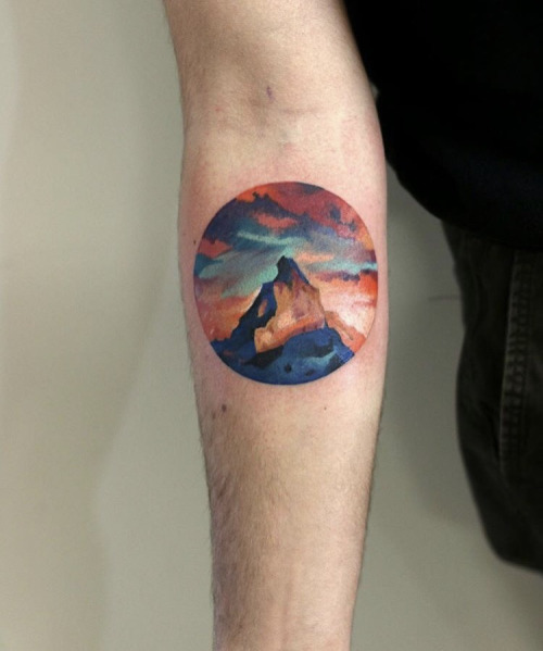 Mountain peak tattoo by Martynas Šnioka