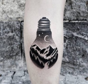 Mountainous landscape in a light bulb by Tobias Schneider