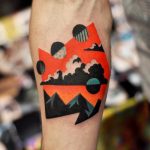 Mountains and clouds tattoo by David Cote