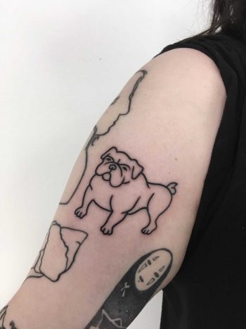 Outline pug tattoo
