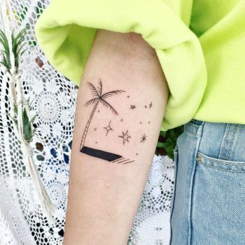 Palm tree and stars tattoo