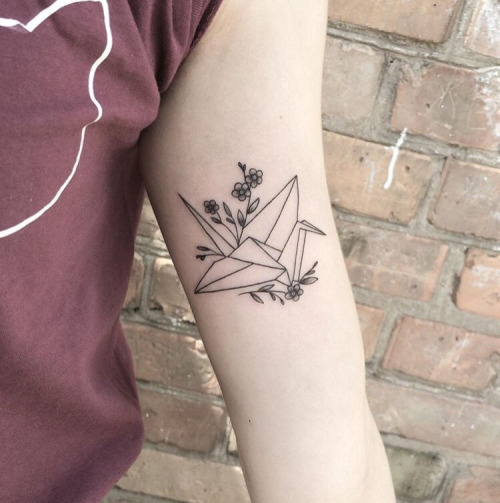 Paper crane tattoo by Mary Tereshchenko