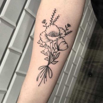 Poppy flower bundle tattoo