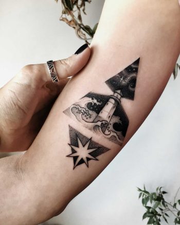 Rocket lift off tattoo by Sasha Kiseleva