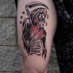 Sad Grim Reaper tattoo by tattooist Perry