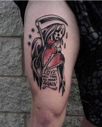 Sad Grim Reaper tattoo by tattooist Perry