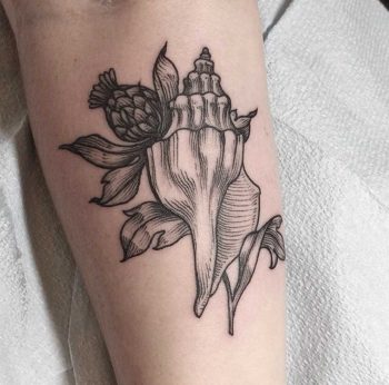 Shell tattoo by Rachel Hauer