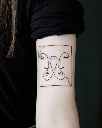 Sketchy double face tattoo