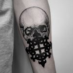 Skull and black compass tattoo by SVA