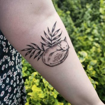 Sleeping kitten tattoo