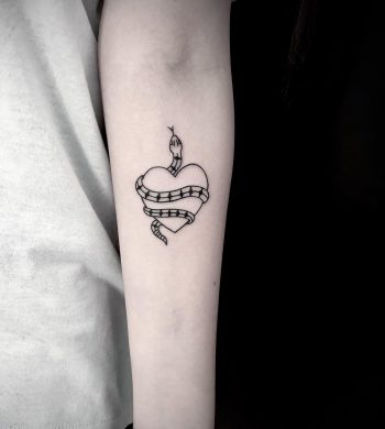 Snake and heart tattoo