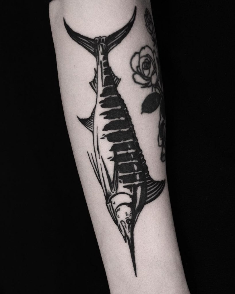 Swordfish tattoo done at BK Ink Studio