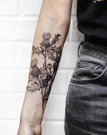 Thistle as national symbol of Scotland tattoo