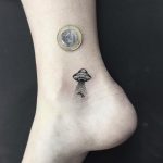 Tiny alien abduction scenery tattoo