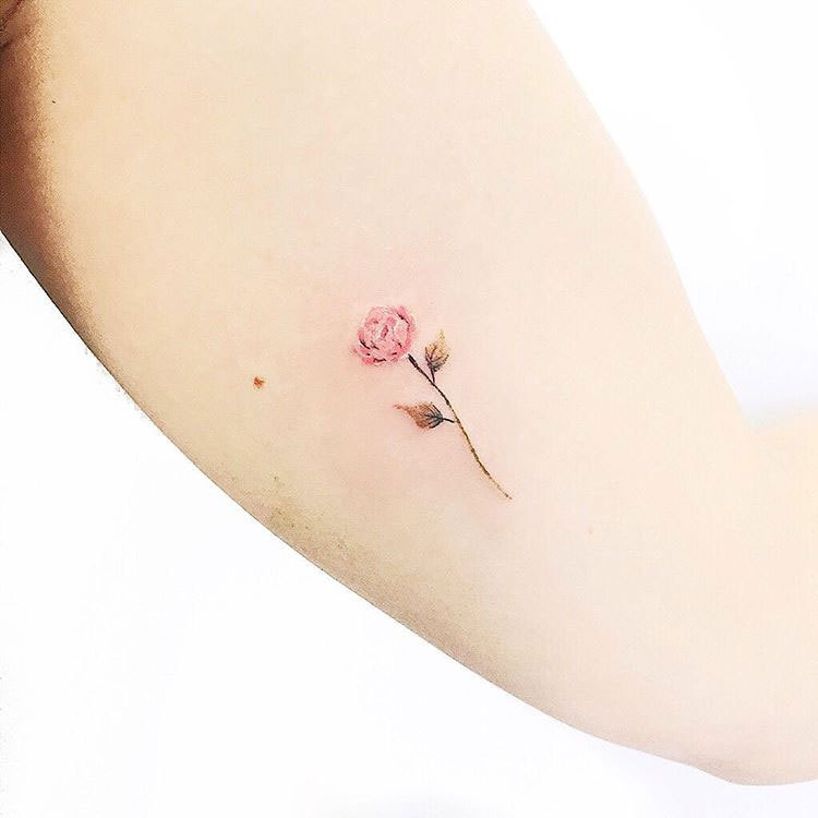 Tiny rose tattoo by Luiza Oliveira