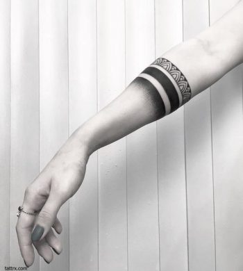 Triple blackwork style armband tattoo